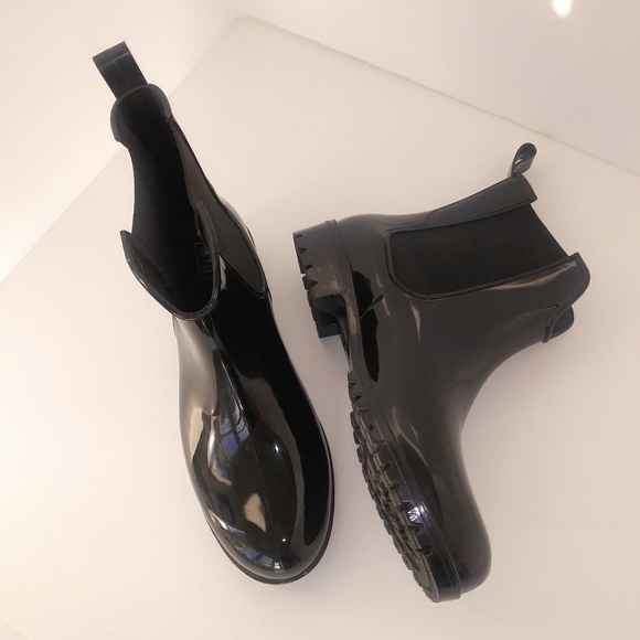 Nicole Miller Style Short Black Rain Boots Sz 9 - Picture 7 of 8